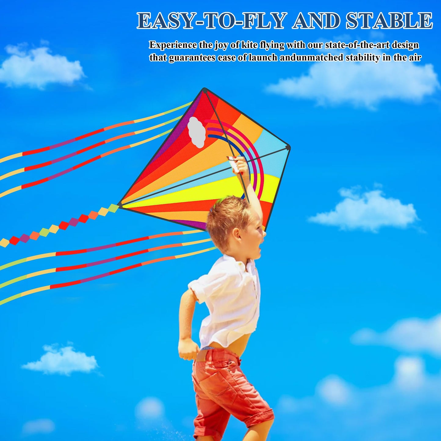 Diamond Rainbow Kite, Easy-Fly Kite for Beginners, Perfect for Kids and Adults, Ideal for Outdoor Activities