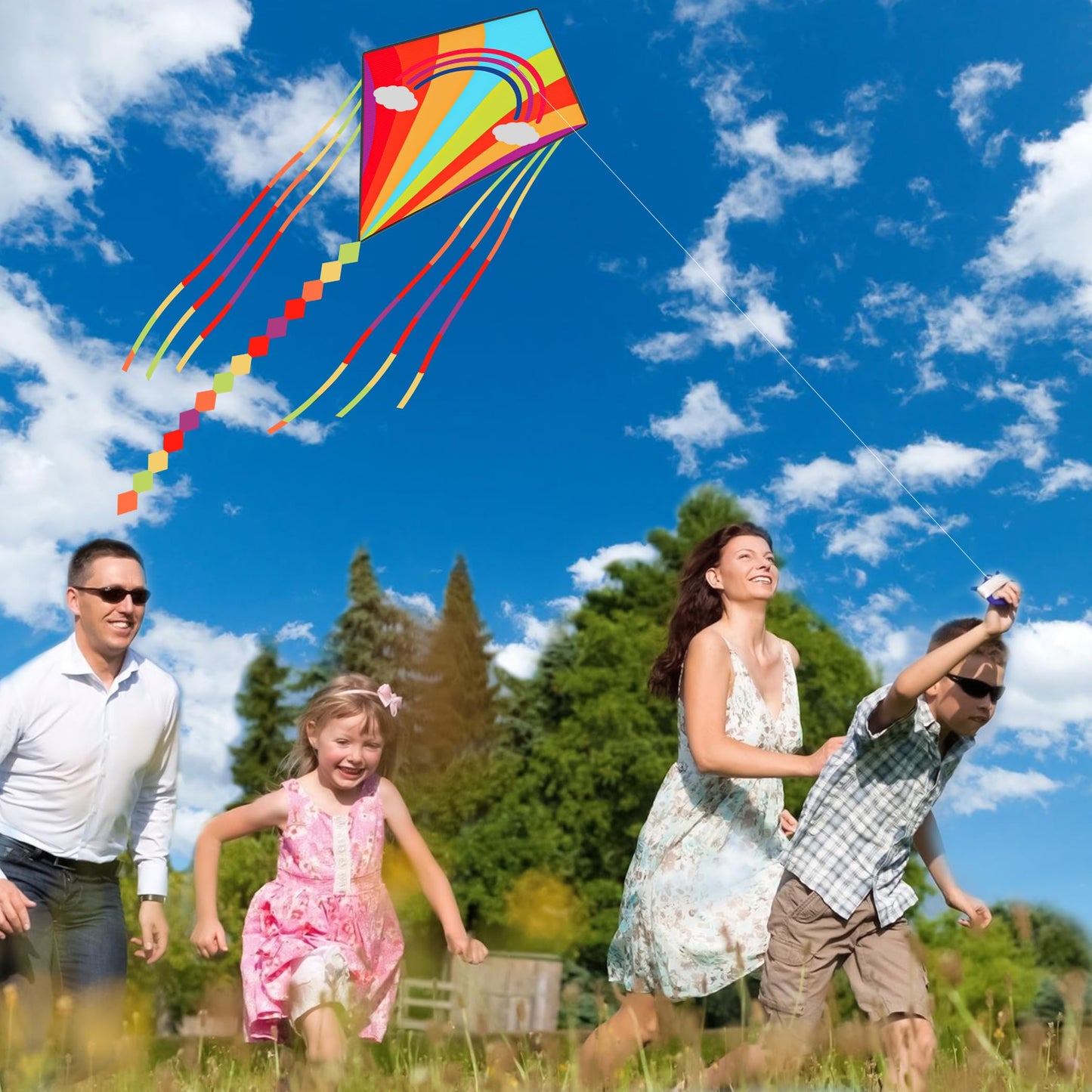 Diamond Rainbow Kite, Easy-Fly Kite for Beginners, Perfect for Kids and Adults, Ideal for Outdoor Activities