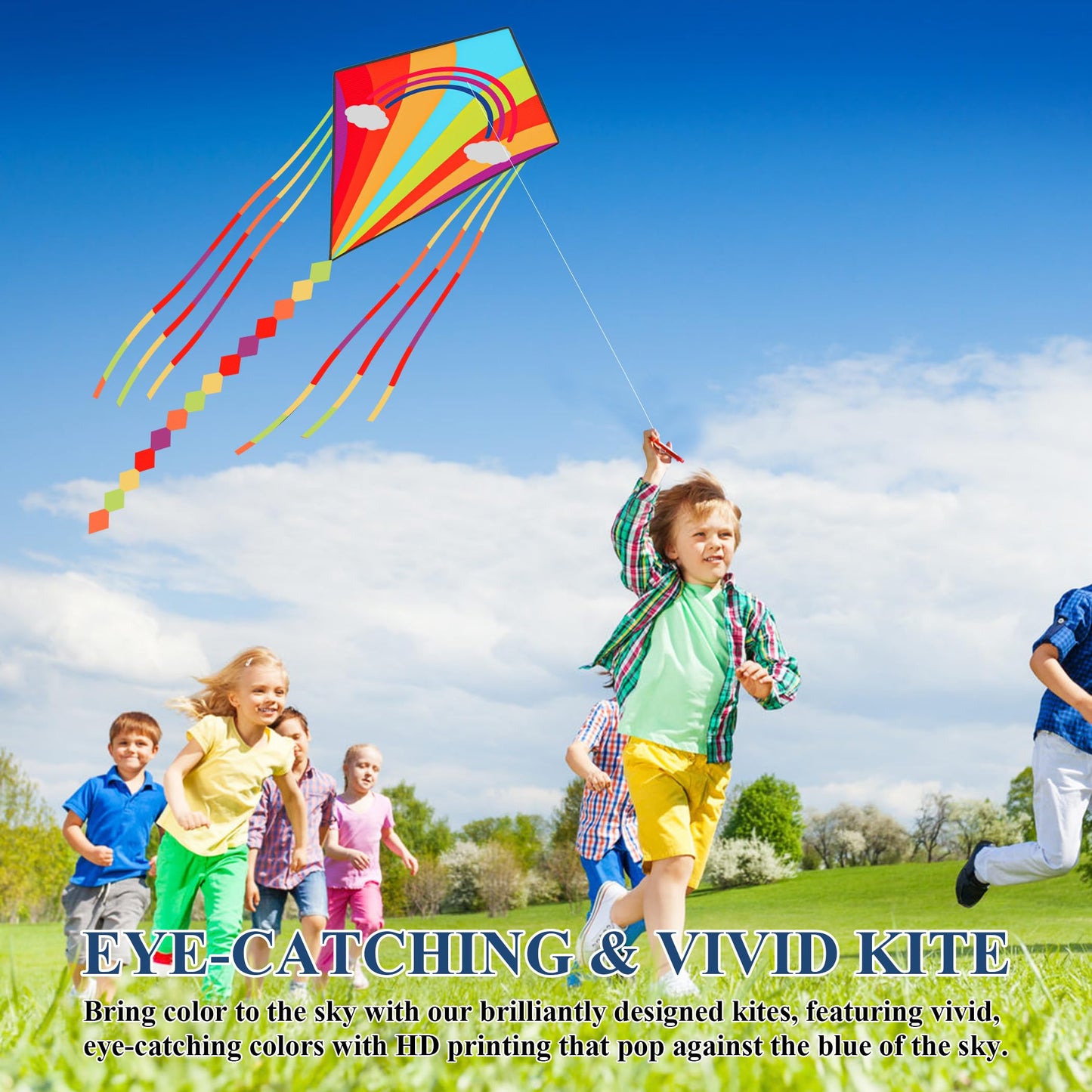 Diamond Rainbow Kite, Easy-Fly Kite for Beginners, Perfect for Kids and Adults, Ideal for Outdoor Activities