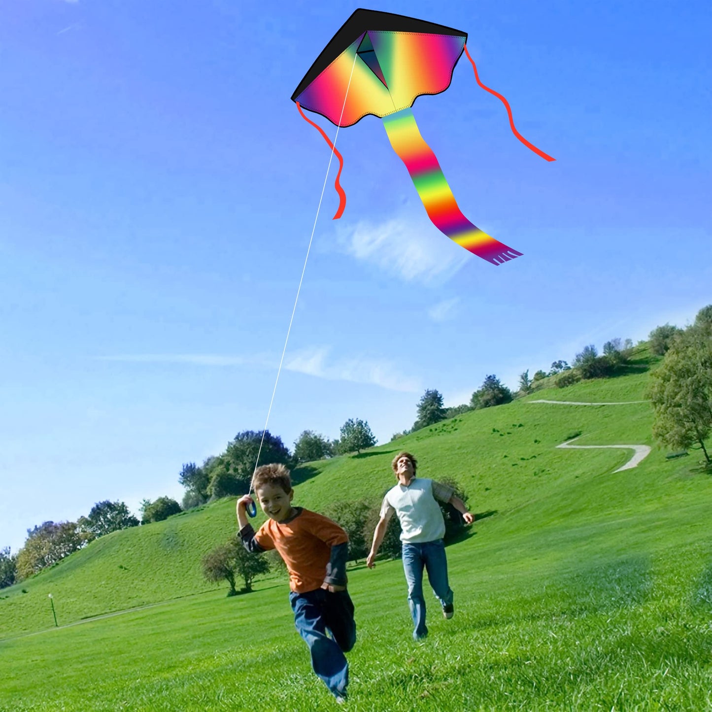Crogift 3-Pack Large Kites Set - Delta, Devil Fish, Octopus Designs - For Kids & Adults Outdoor Fun