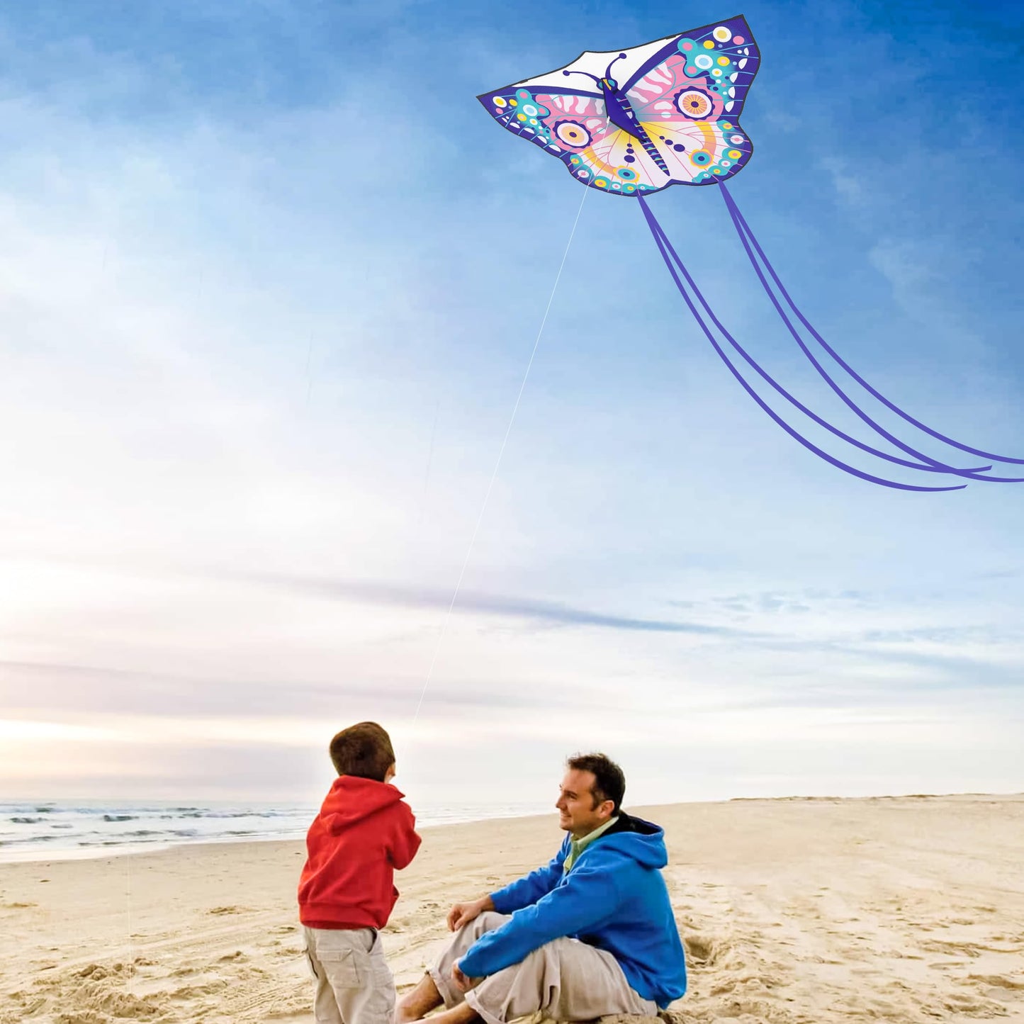 Crogift Butterfly Kites for Adults Easy to Fly Polyester Beginner Kite for kids Ages 4-8 8-12(Pink)