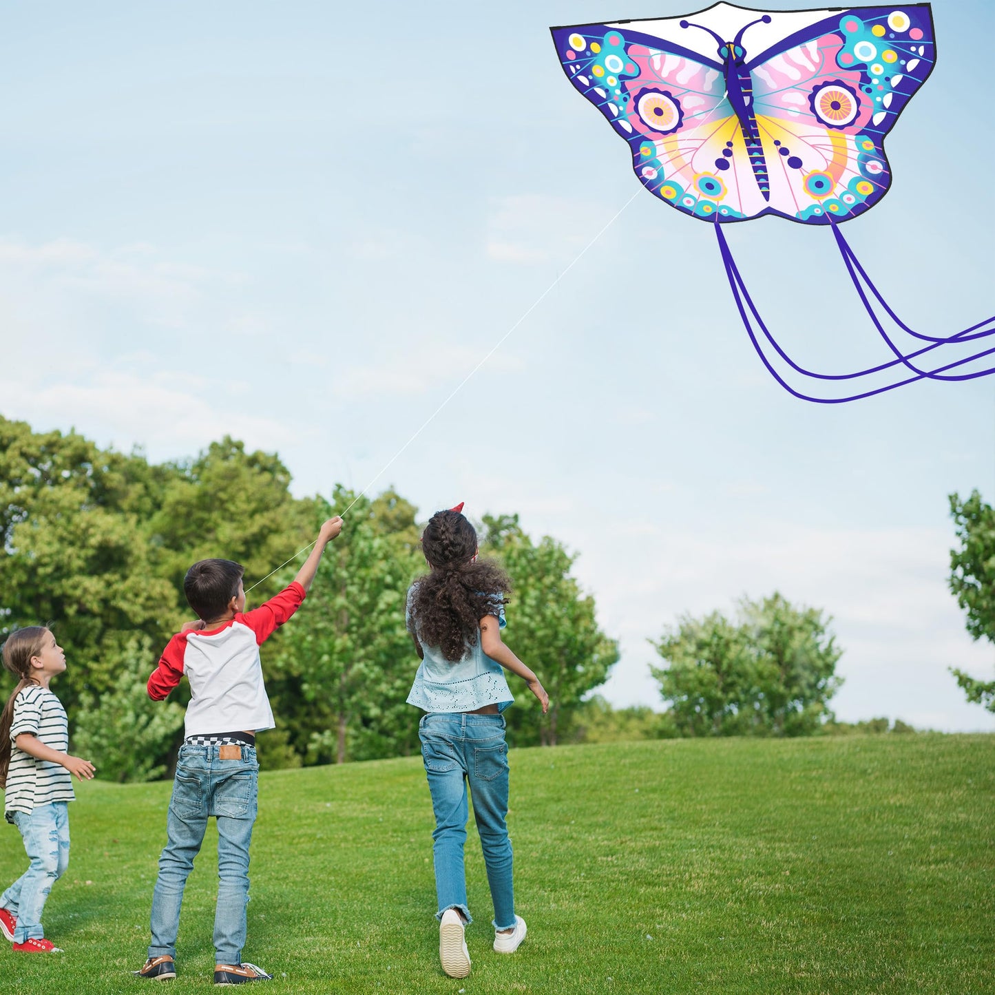 Crogift Butterfly Kites for Adults Easy to Fly Polyester Beginner Kite for kids Ages 4-8 8-12(Pink)