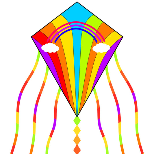 Diamond Rainbow Kite, Easy-Fly Kite for Beginners, Perfect for Kids and Adults, Ideal for Outdoor Activities