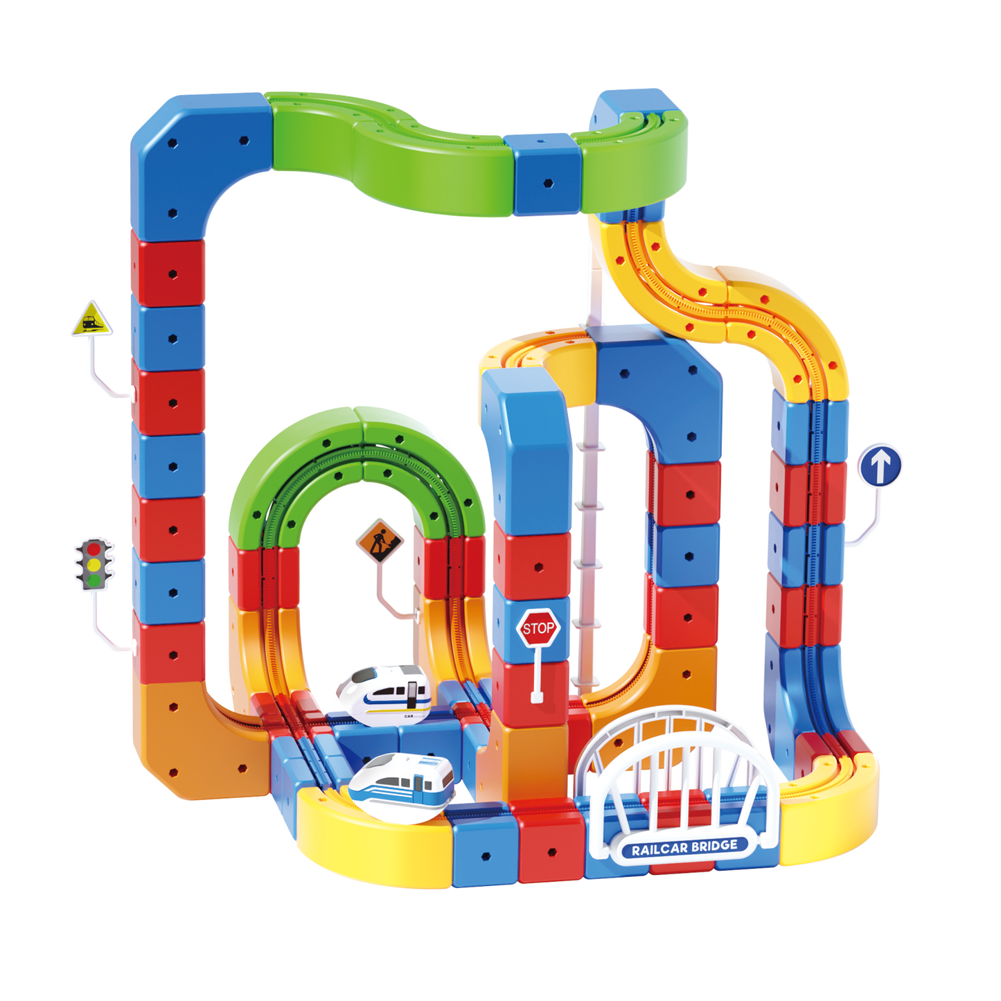 Electric Train Set for Kids, 3D Stem Electric Train Set with Train and Traffic Signs, 3D Racing Track Sets for Kids, 3+ Years Old Boys & Girls Birthday