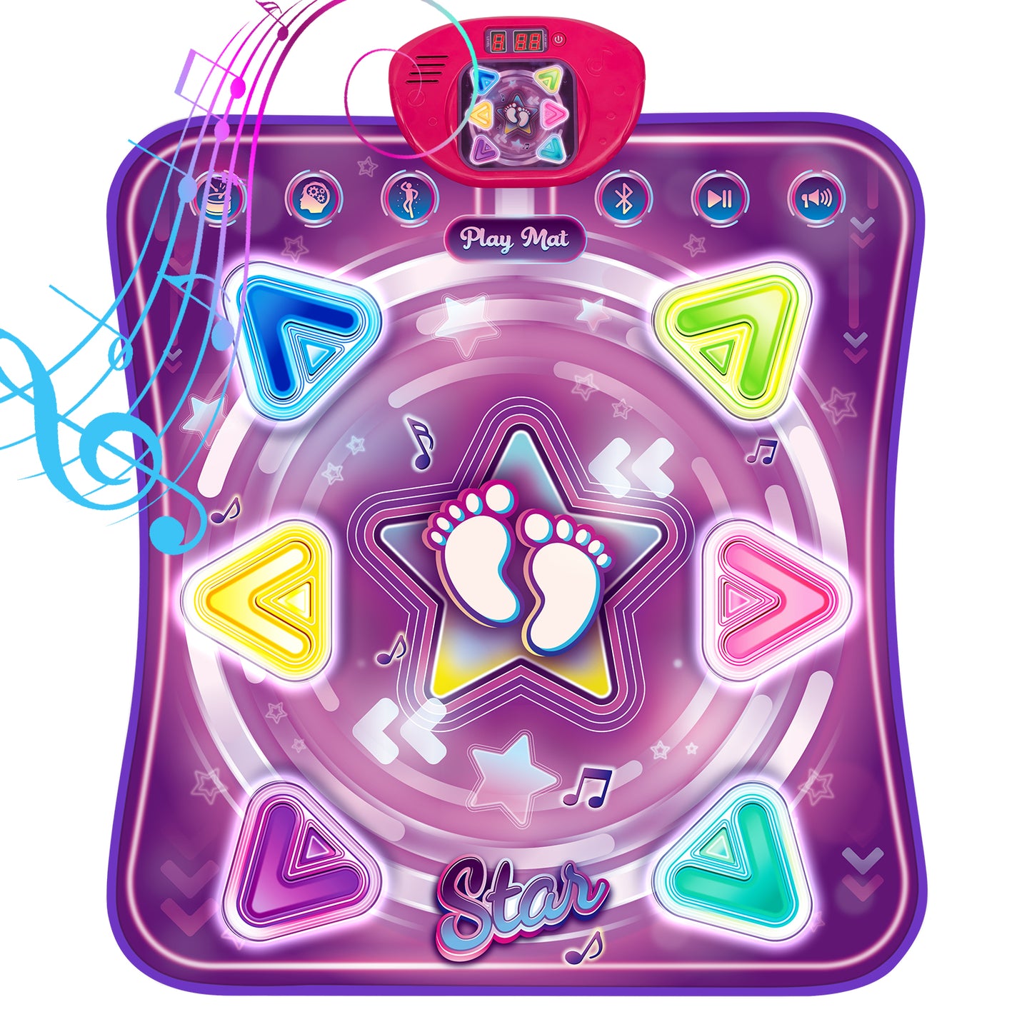 Dance Mat for Kids, Light-up Dance Pad with 6-Button Wireless Bluetooth, Music Dance with 5 Game Modes, Christmas Birthday Gifts for 3 4 5 6 7 8 9 10+ Year Old Girls Boys