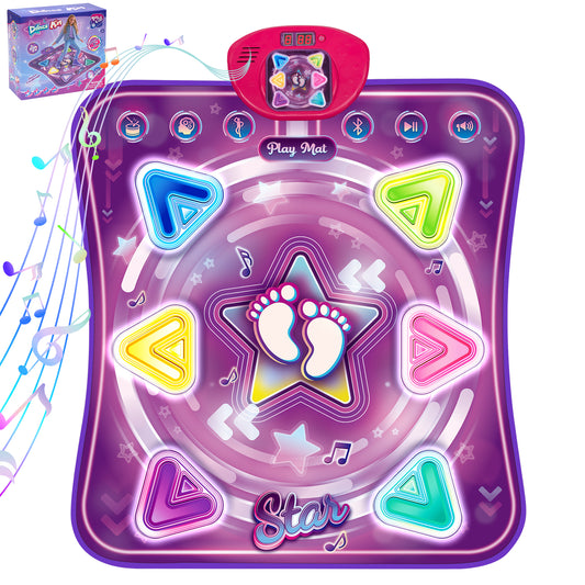 Dance Mat for Kids, Light-up Dance Pad with 6-Button Wireless Bluetooth, Music Dance with 5 Game Modes, Christmas Birthday Gifts for 3 4 5 6 7 8 9 10+ Year Old Girls Boys
