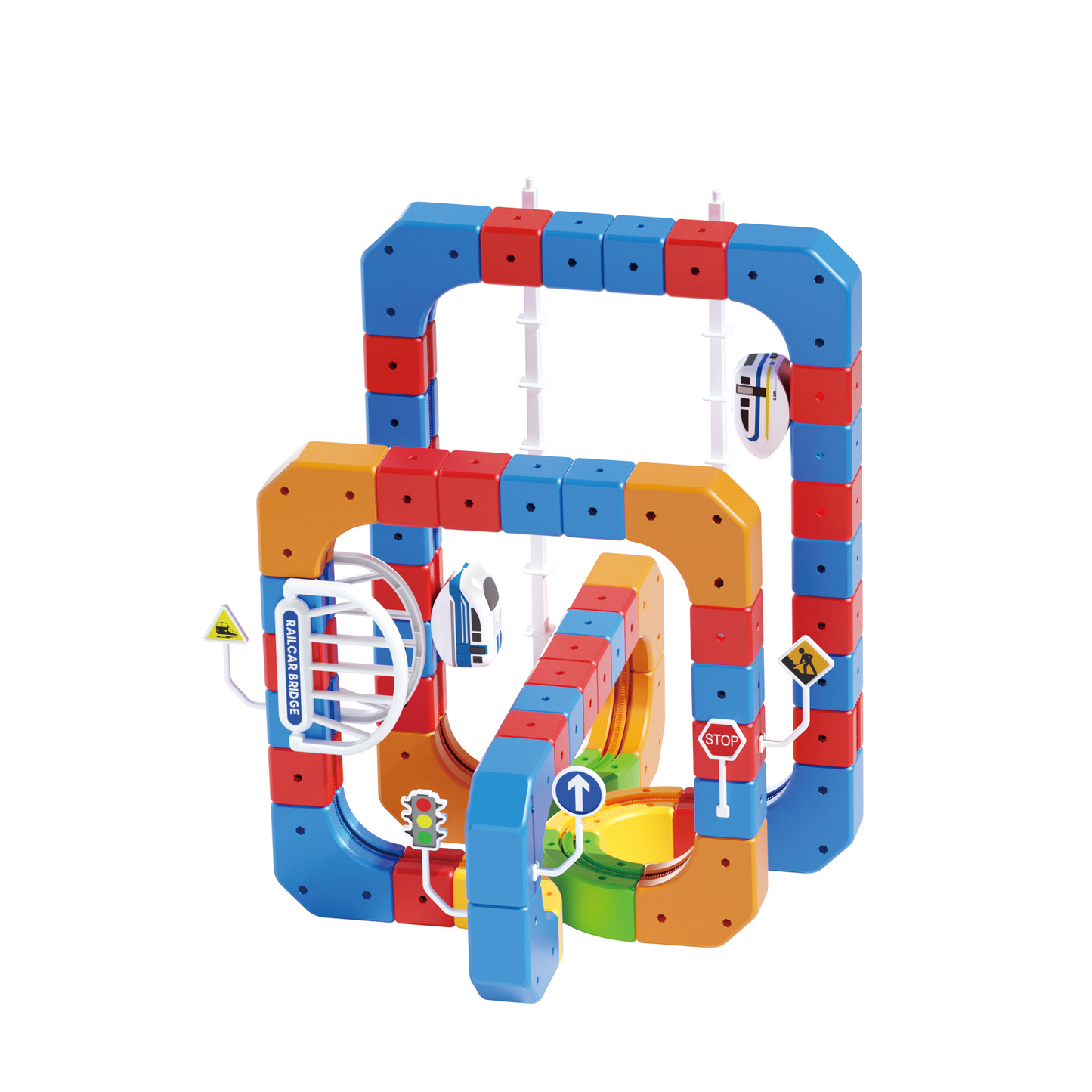 Electric Train Set for Kids, 3D Stem Electric Train Set with Train and Traffic Signs, 3D Racing Track Sets for Kids, 3+ Years Old Boys & Girls Birthday