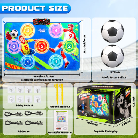 Electronic Scoring Soccer Toy Game Set for Kids, Indoor Outdoor Soccer Training Target with Real-Time Scoring, 2 Modes, Fabric Goal and 2 Soft Balls, Fun Sport Birthday Ages 3+