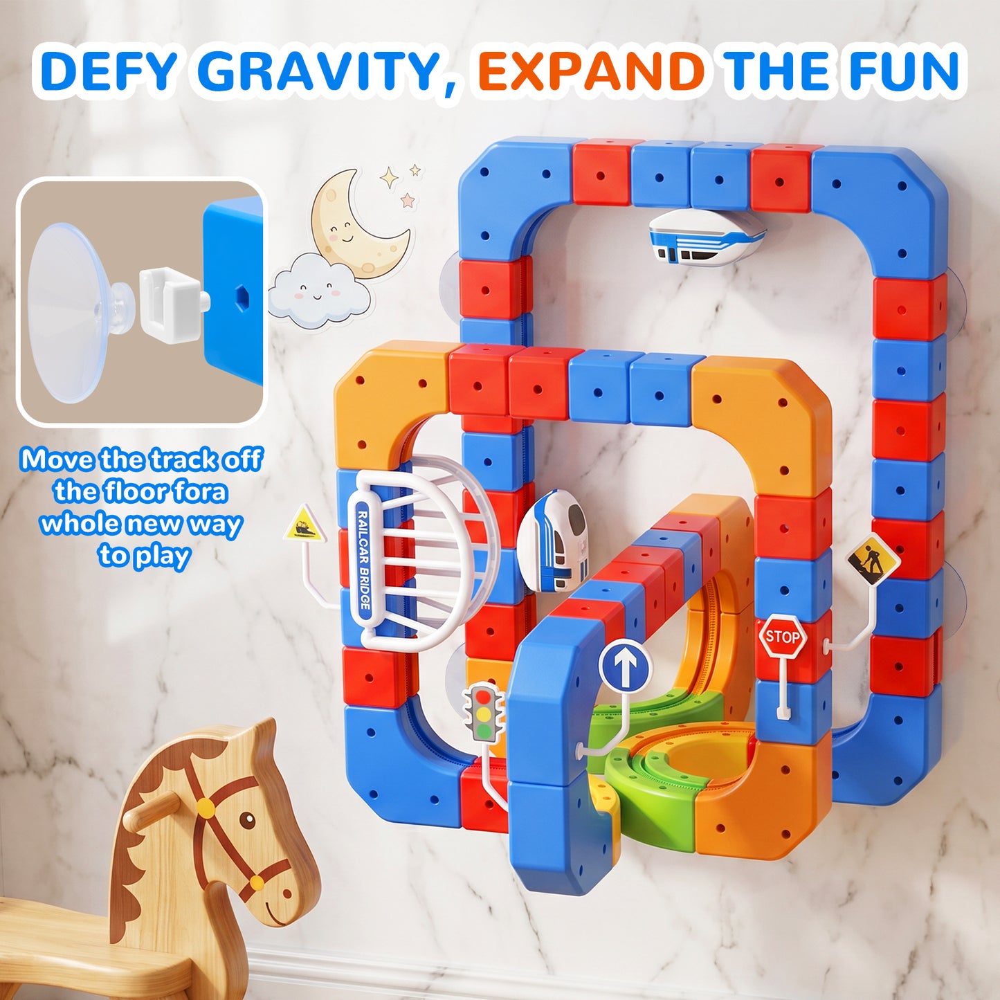 Electric Train Set for Kids, 3D Stem Electric Train Set with Train and Traffic Signs, 3D Racing Track Sets for Kids, 3+ Years Old Boys & Girls Birthday
