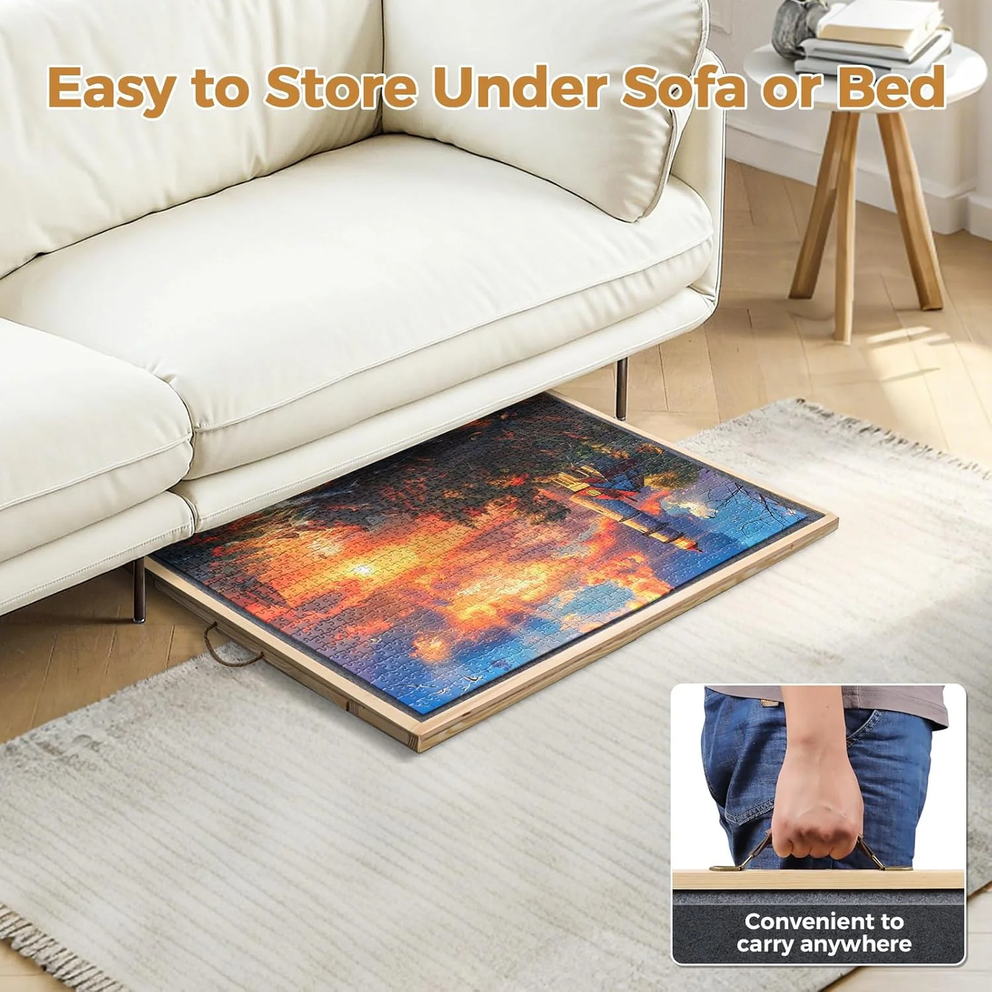 1500 Piece Puzzle Board with 4 Sliding Drawers and Felt Cover, 2 in 1 Rotating Tilting Puzzle Board, 35 X 27 Wood Puzzle Tray for Adults and Kids, Lazy Spinning Puzzle Gift