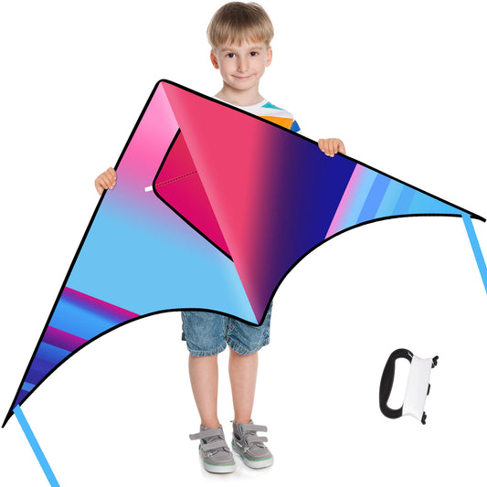 Crogift Delta Kites for Kids & Adults, Extremely Easy to Fly & Assemble Kite, Best Kite for Beginners, with 330ft High Strength String (Aurora Blue)