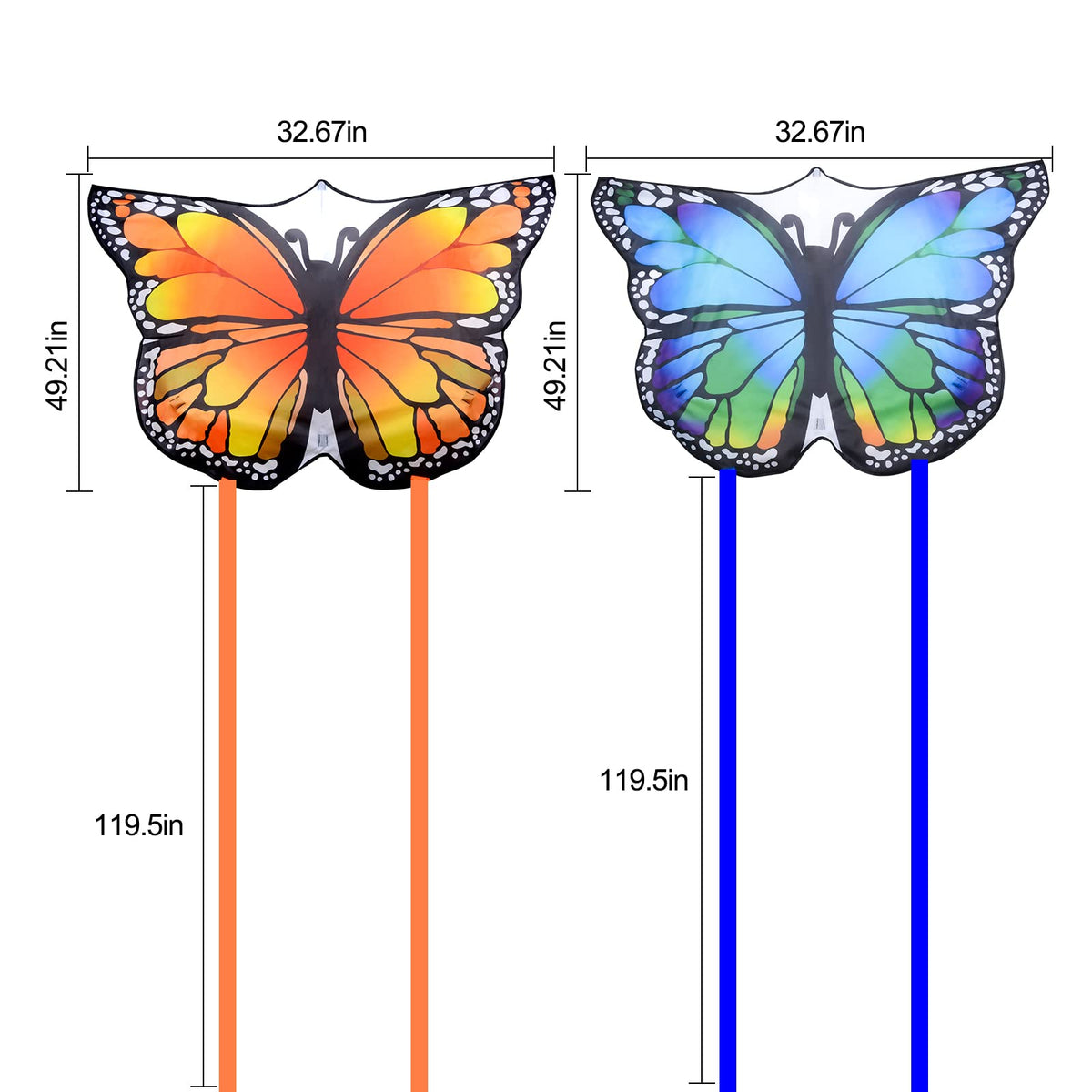 2 Cerfs-Volants Papillon 55'' Faciles à Monter Et à Voler - Idéal Enfants Et Adultes Débutants - Vol Stable Et Coloré