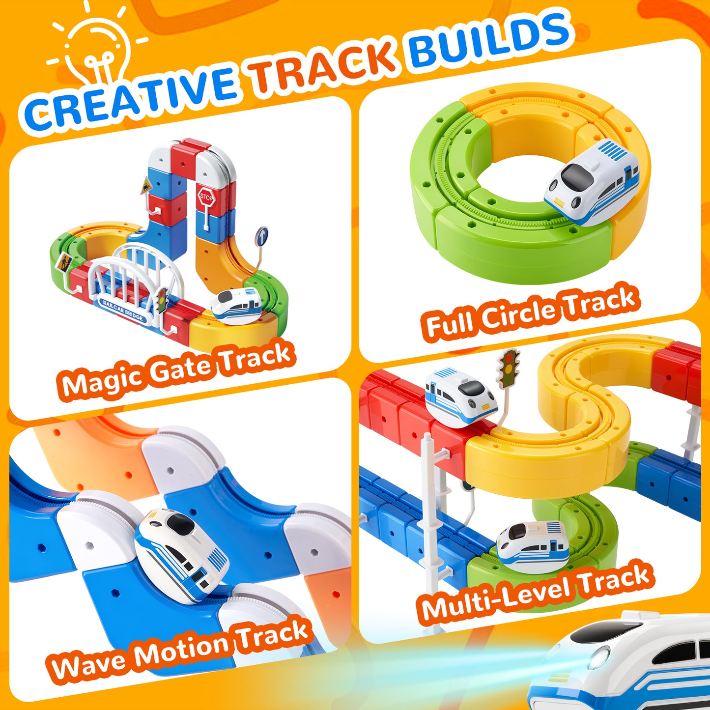 Electric Train Set for Kids, 3D Stem Electric Train Set with Train and Traffic Signs, 3D Racing Track Sets for Kids, 3+ Years Old Boys & Girls Birthday