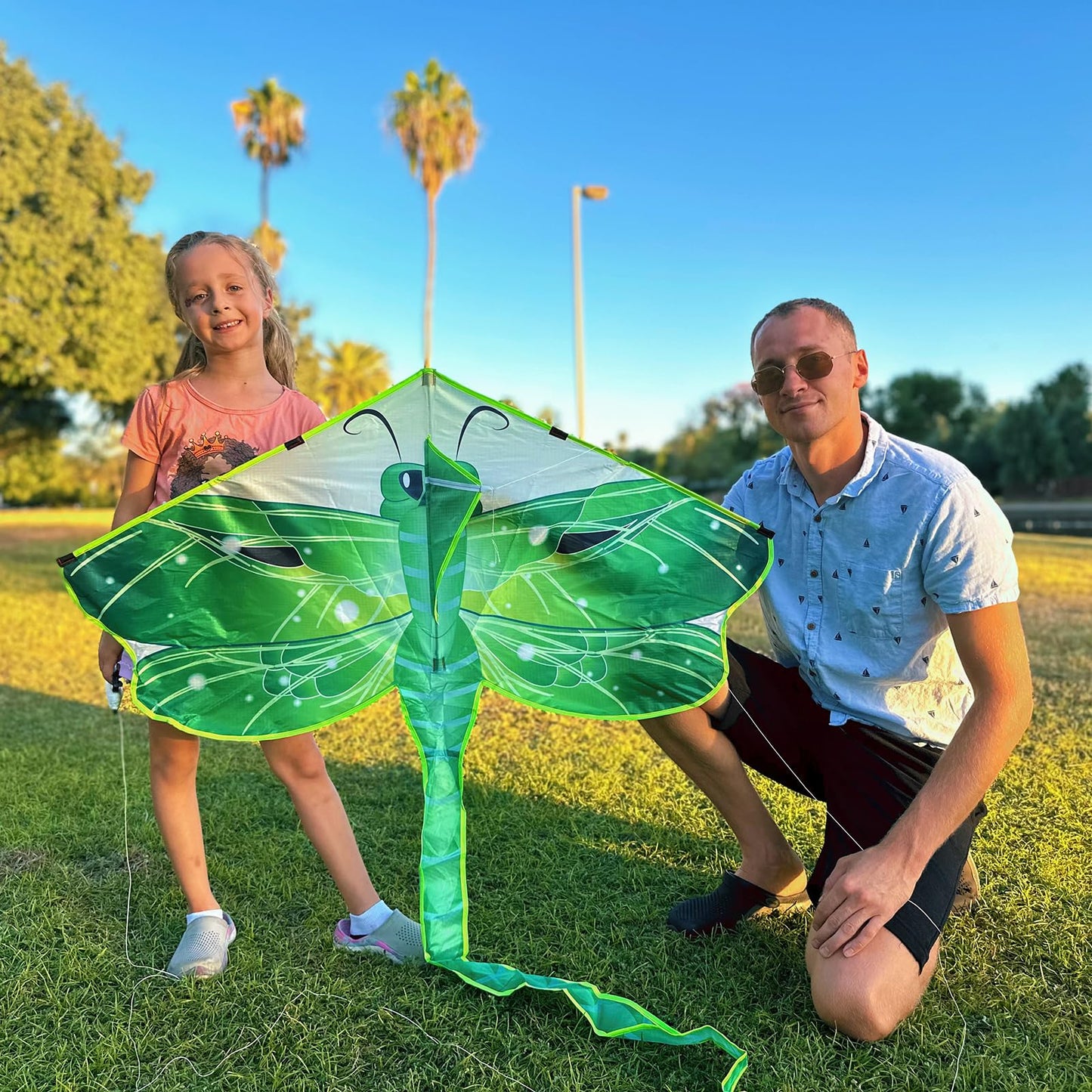 Crogift Kite Easy-Fly for Beginners Dragonfly Kites for Kids & Adults Polyester 60"x 30" Green