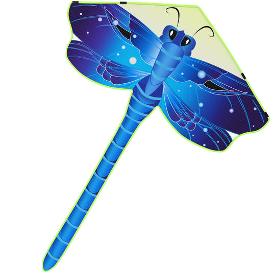 Crogift Kite Easy-Fly for Beginners Dragonfly Kites for Kids & Adults Polyester 60"x 30" Blue