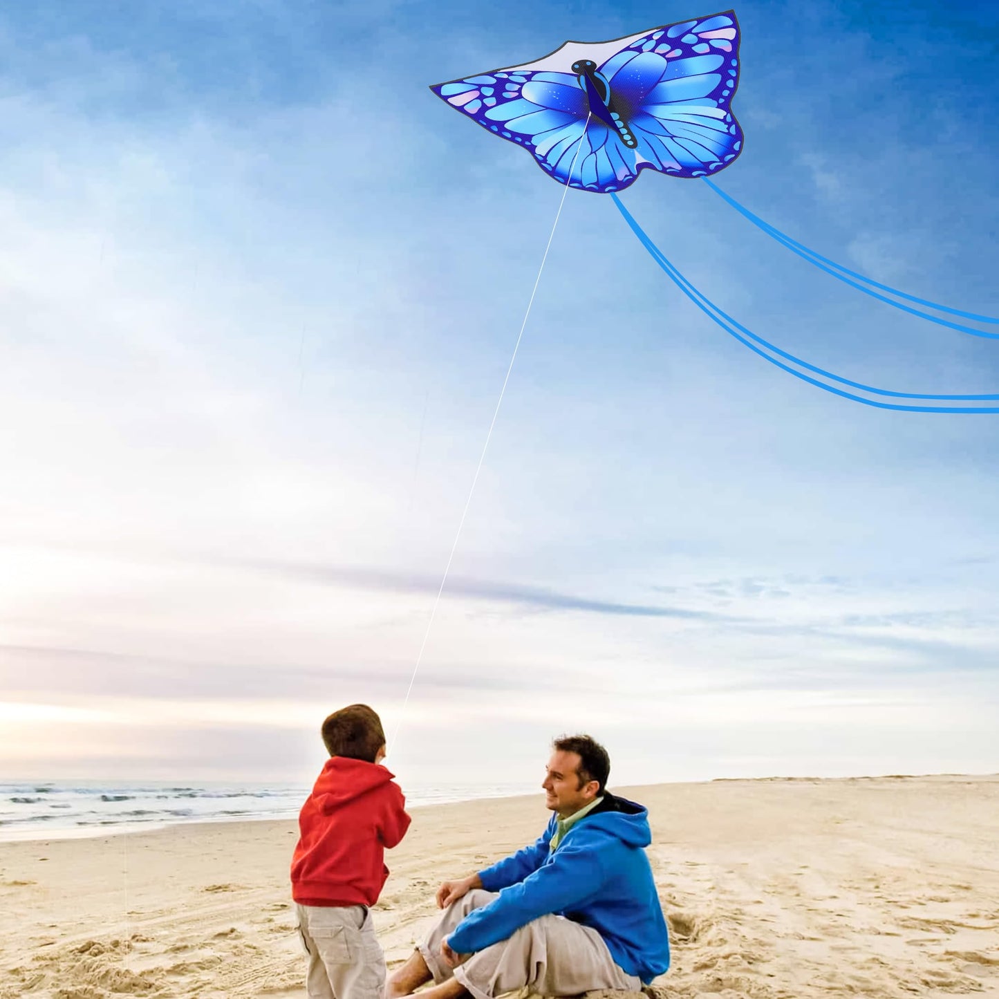 Crogift Butterfly Kites for Adults Easy to Fly for Polyester Beginner Kite for kids Ages 4-8 8-12(Blue)