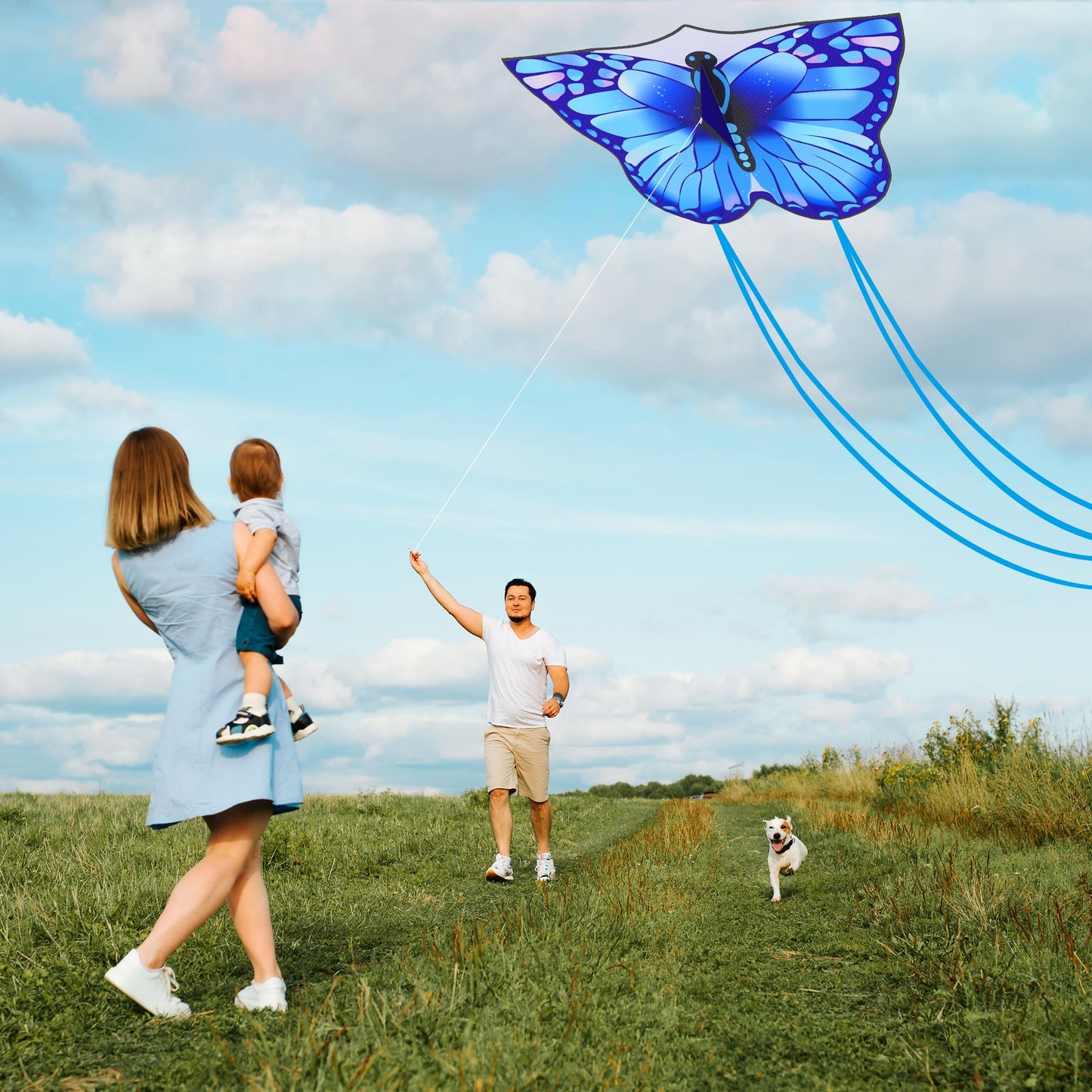 Crogift Butterfly Kites for Adults Easy to Fly for Polyester Beginner Kite for kids Ages 4-8 8-12(Blue)