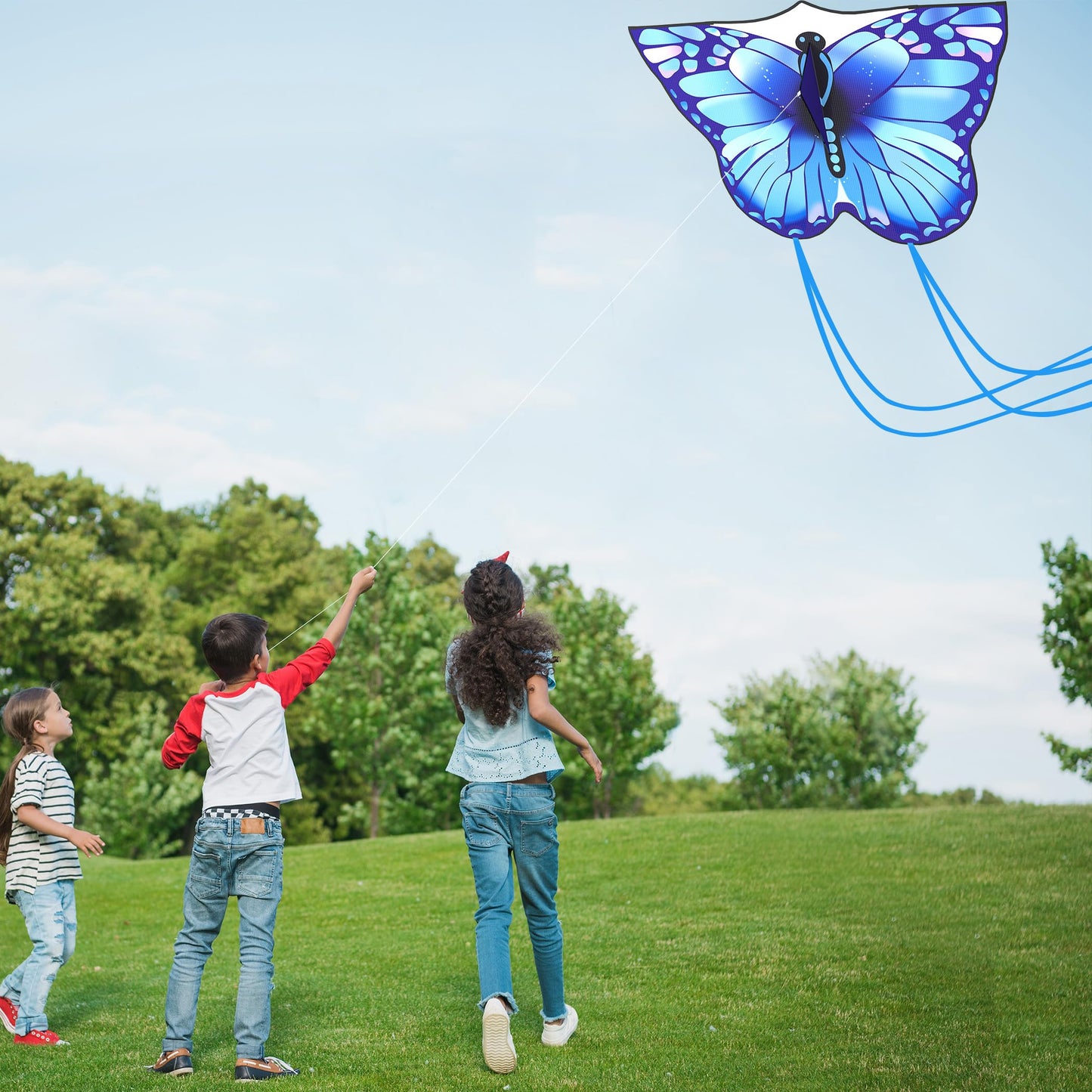 Crogift Butterfly Kites for Adults Easy to Fly for Polyester Beginner Kite for kids Ages 4-8 8-12(Blue)