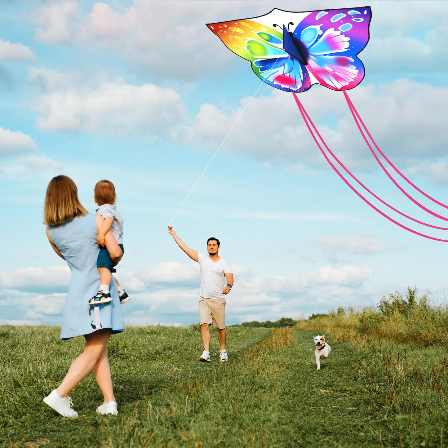Crogift Butterfly Kites for Adults Easy to Fly for Polyester Beginner Kite for kids Ages 4-8 8-12(Colorful)